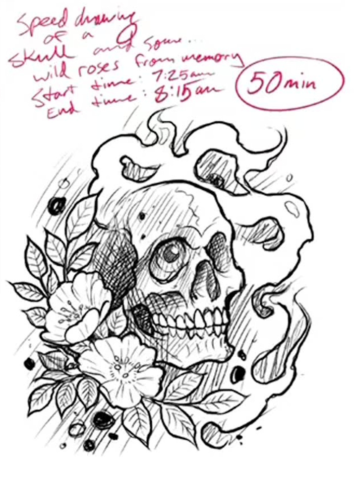 Skull and Wild Roses Digital Art