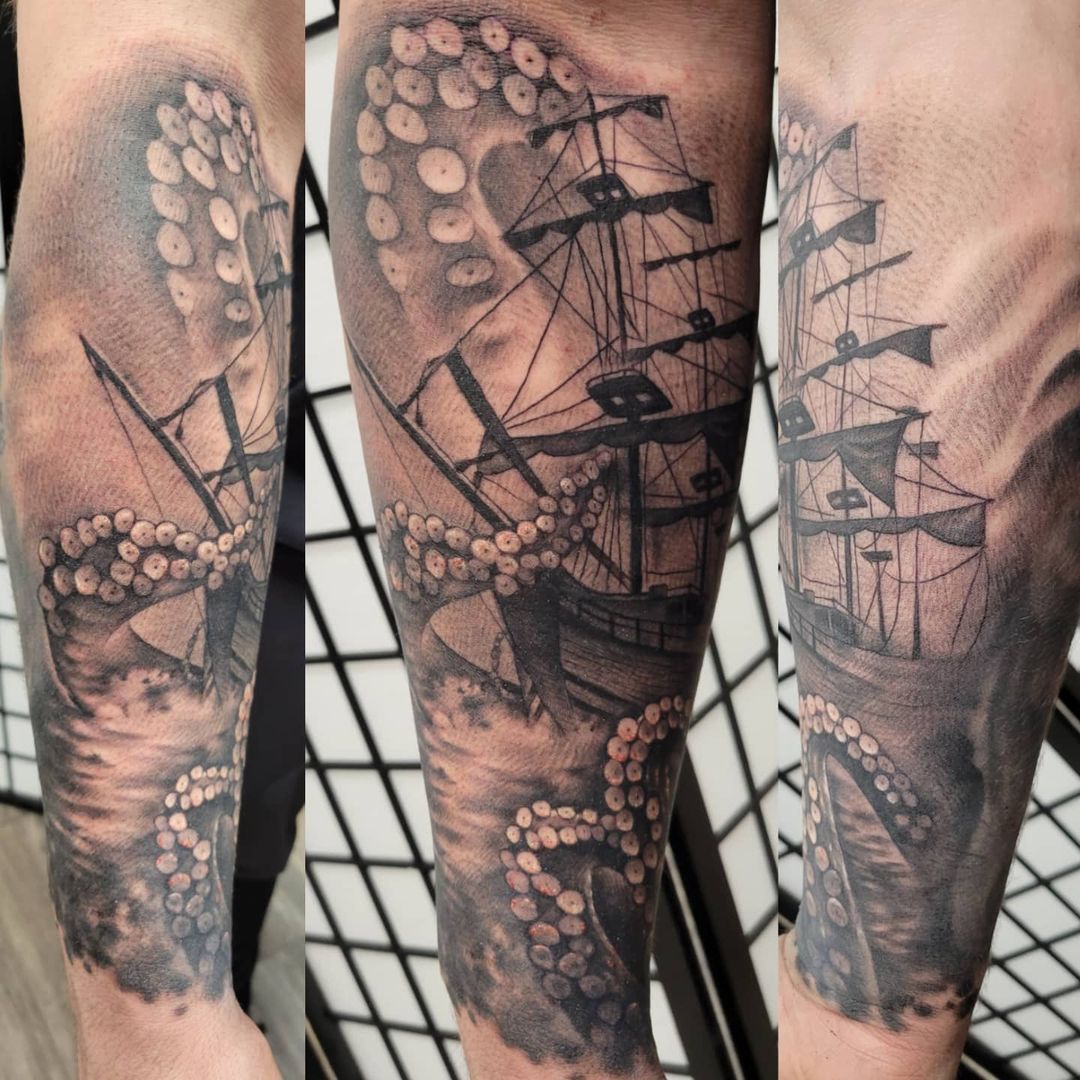 Pirate Ship â€” Clay Walker Tattoo