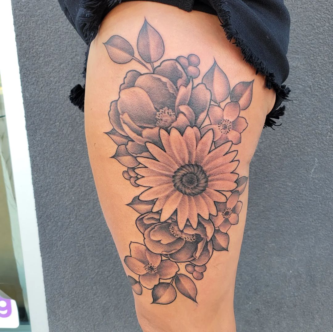 Floral Tattoo for Sun Queen â€” Clay Walker Tattoo