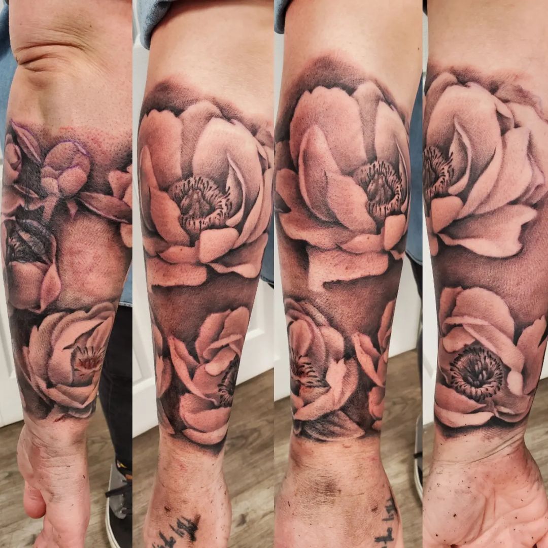 Peony Wrap to start Floral Sleeve — Clay Walker Tattoo