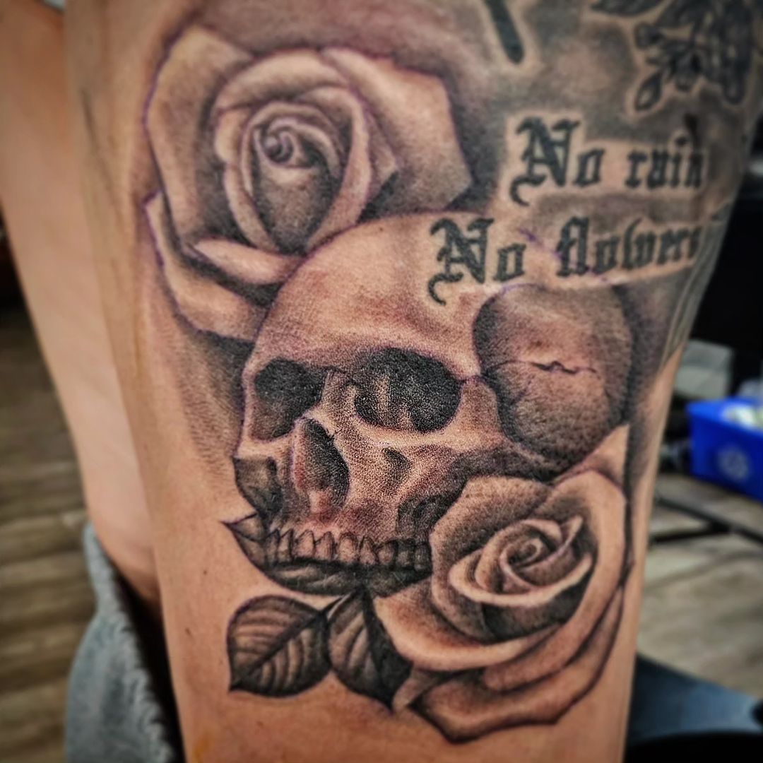 Skull & Roses — Clay Walker Tattoo