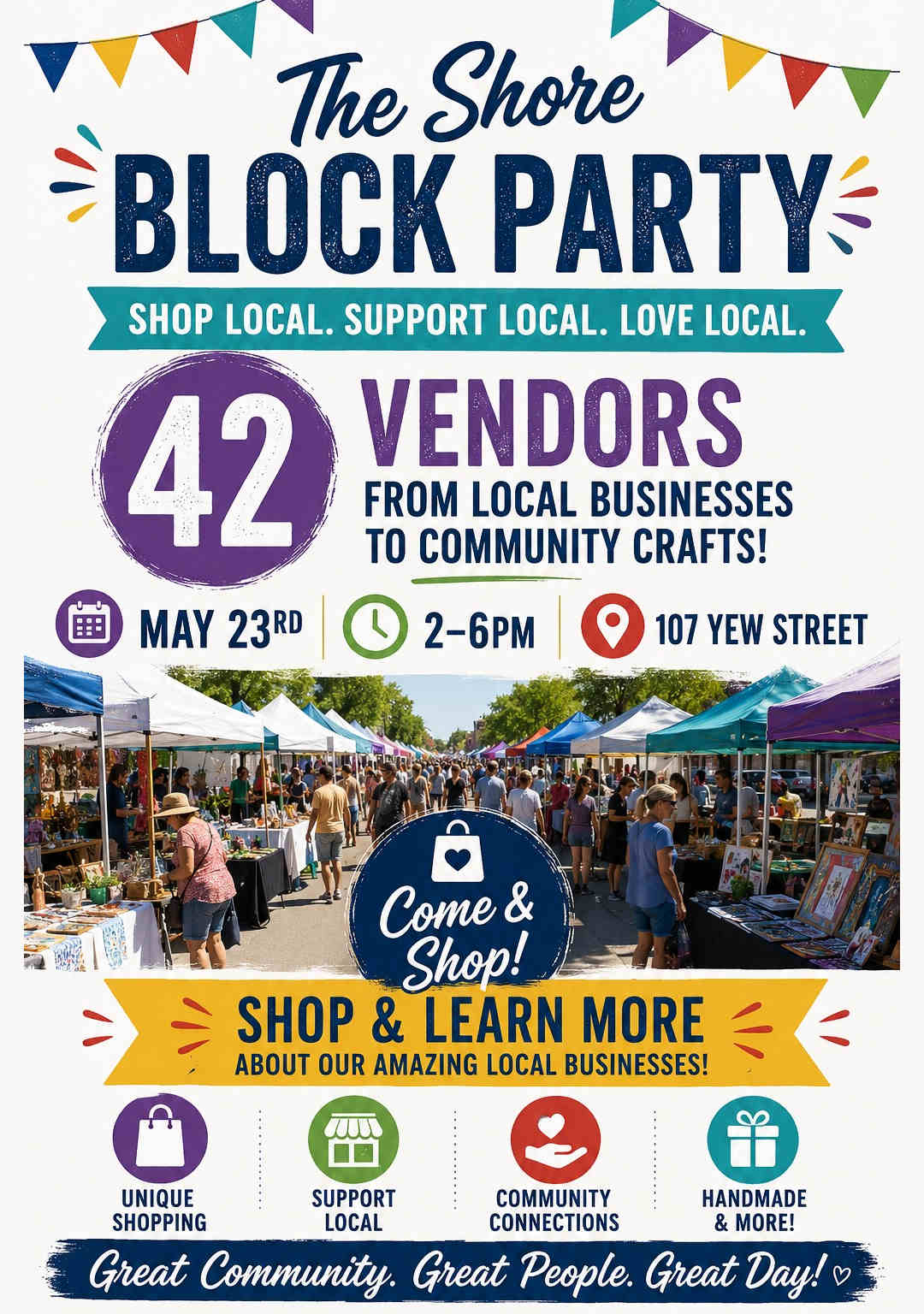 The Shore Block Party — Saturday May 23: 2–6pm The Shore Block Party — Saturday May 23: 2–6pm